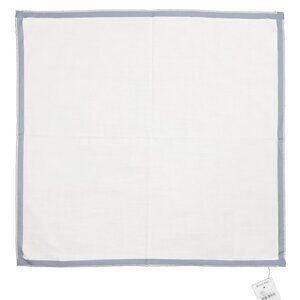 NEW Ralph Lauren Purple Label Linen Pocket Square! White With Silver Gray Border